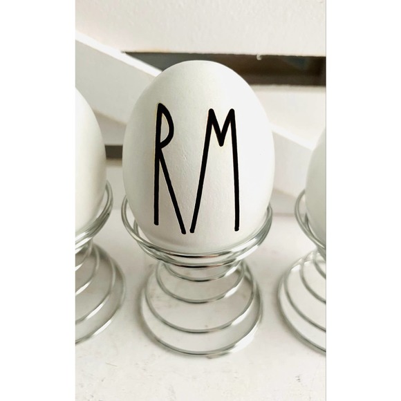 Farmhouse Inspired "Farm" Wood Egg & Stand Set - Picture 3 of 4